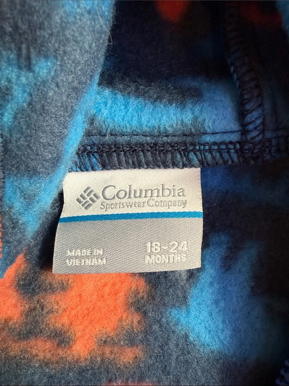 Columbia Blue and Orange Fleece Hooded Footed One-Piece